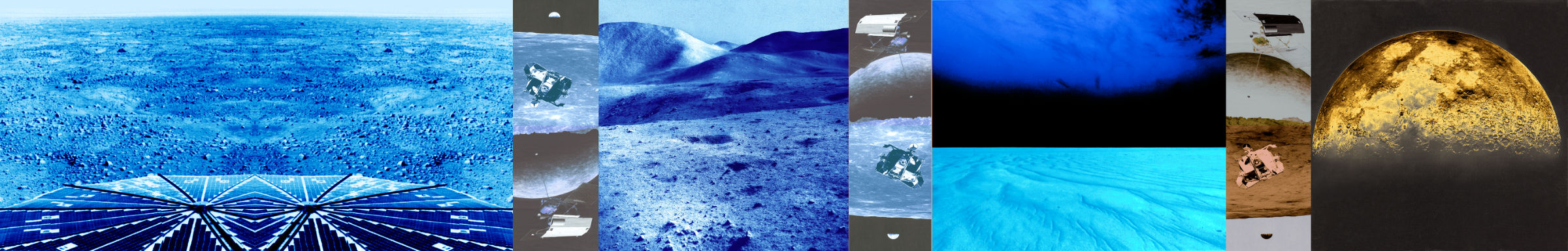 Serie 8 WISSENSCHAFT Sonde landet auf dem Mars · Raumsonden · Mondpanorama · Marslandschaft · Mond, von der Sonne beleuchtet